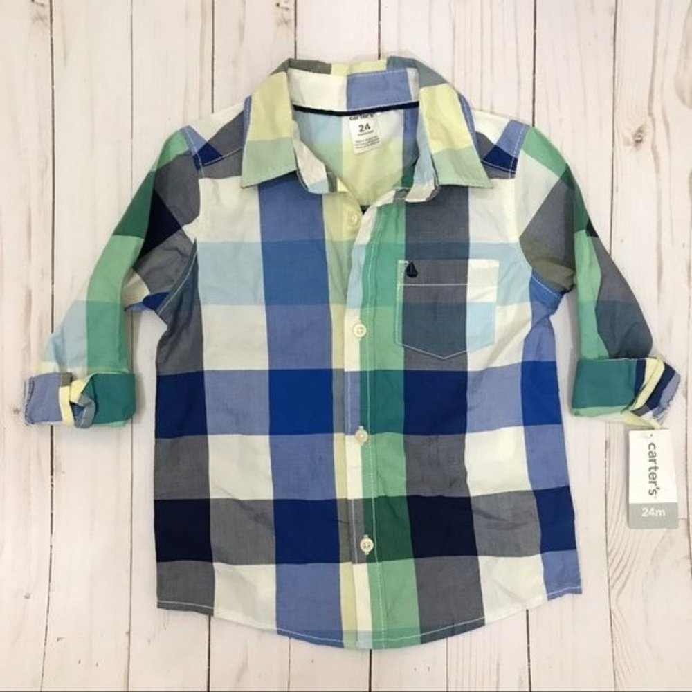 CARTERS Button Down Cotton Shirt SIZE 24M